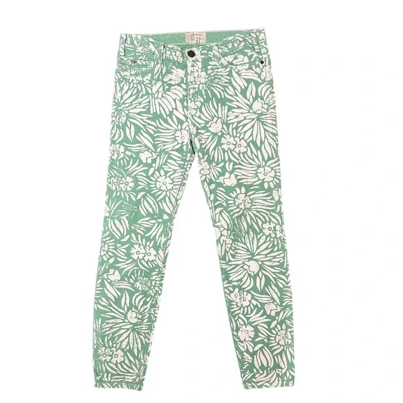 DVF Loves Current/Elliot‎ The Classic Skinny Mint Green Floral Print Jeans W 30 - Picture 2 of 8